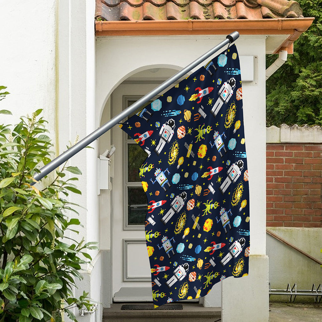 Pixel Space Pattern Print Polyester Flag