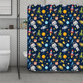 Pixel Space Pattern Print Polyester Shower Curtain