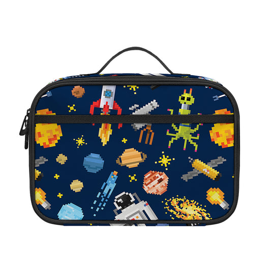 Pixel Space Pattern Print Portable Lunch Bag