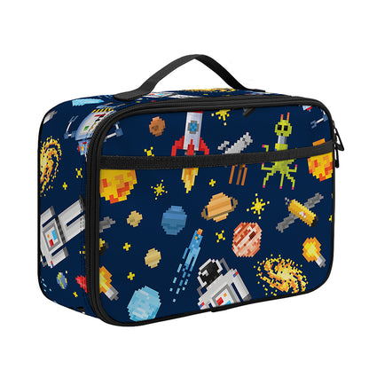 Pixel Space Pattern Print Portable Lunch Bag