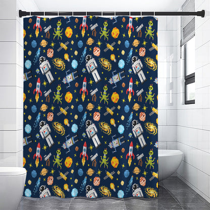 Pixel Space Pattern Print Premium Shower Curtain