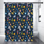 Pixel Space Pattern Print Premium Shower Curtain