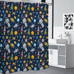 Pixel Space Pattern Print Premium Shower Curtain