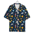 Pixel Space Pattern Print Rayon Hawaiian Shirt