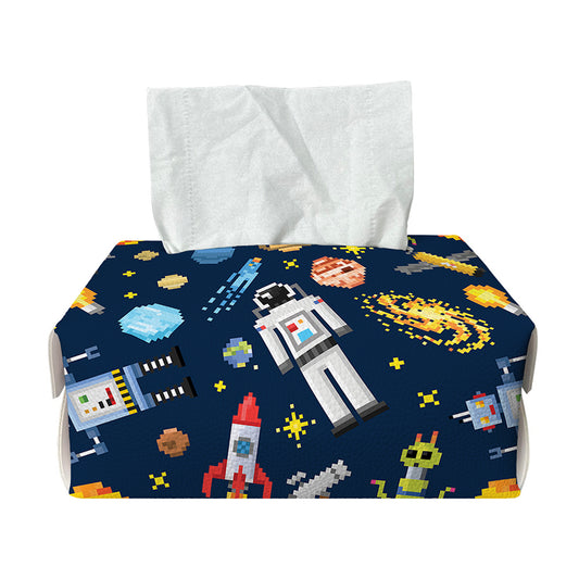 Pixel Space Pattern Print Rectangle Tissue Box Cover