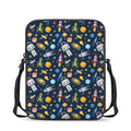 Pixel Space Pattern Print Rectangular Crossbody Bag