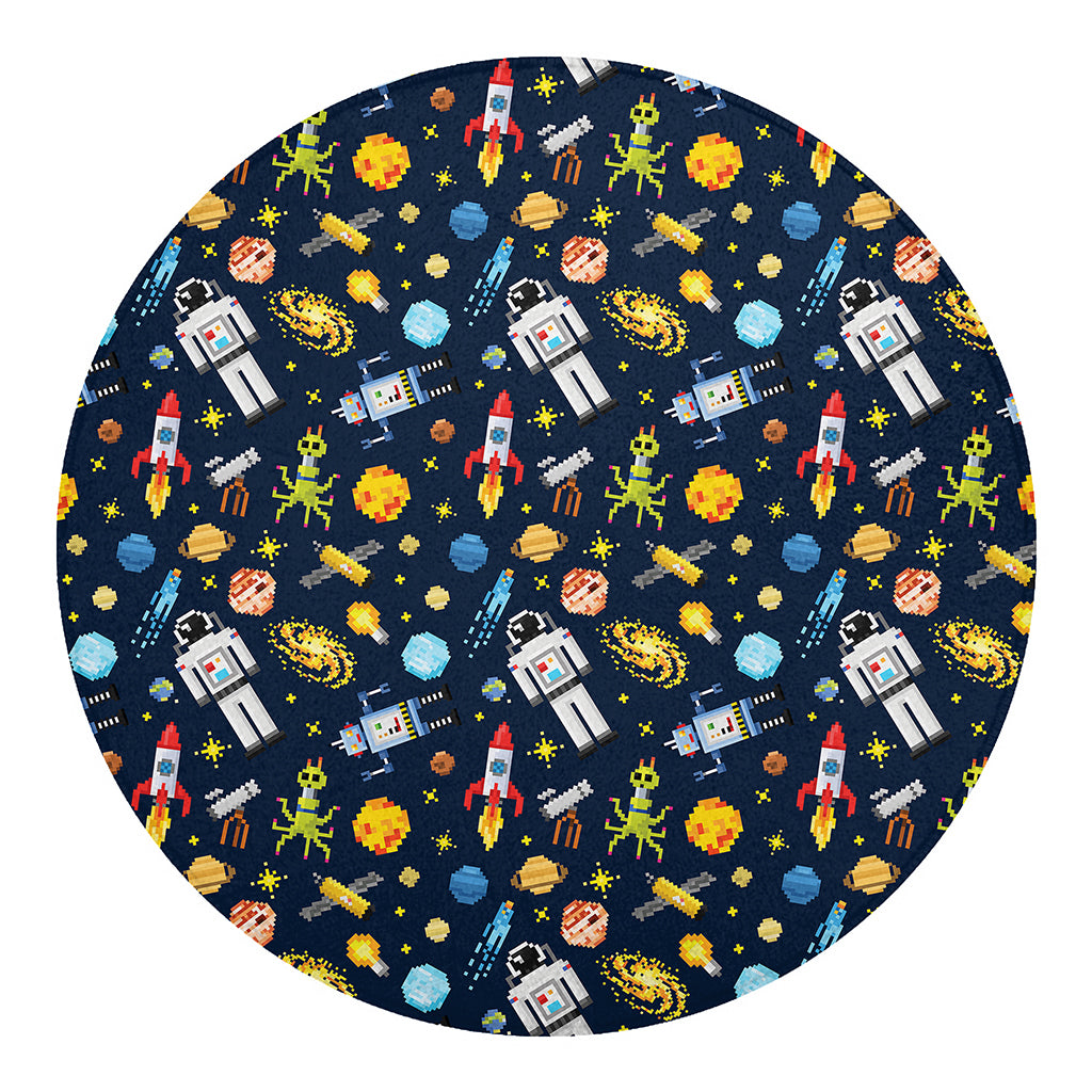 Pixel Space Pattern Print Round Blanket