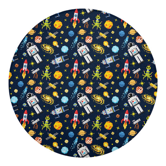 Pixel Space Pattern Print Round Blanket
