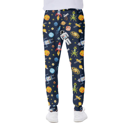 Pixel Space Pattern Print Scuba Joggers