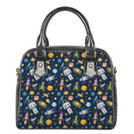 Pixel Space Pattern Print Shoulder Handbag