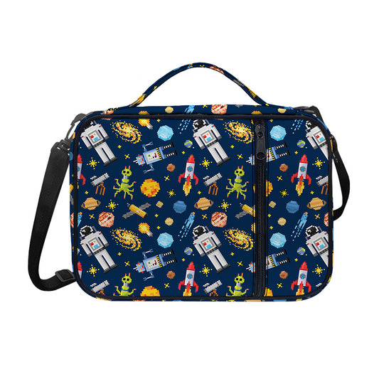 Pixel Space Pattern Print Shoulder Strap Bible Bag