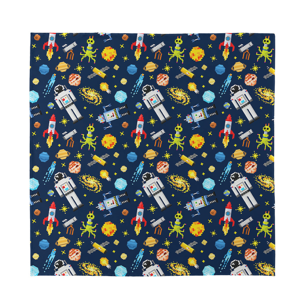Pixel Space Pattern Print Silk Bandana