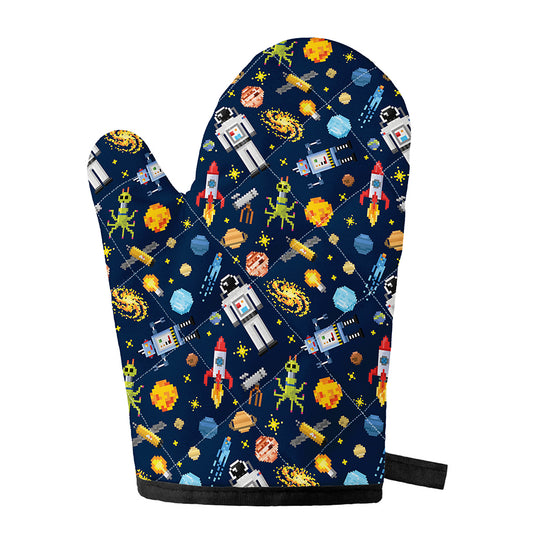 Pixel Space Pattern Print Single Oven Mitt