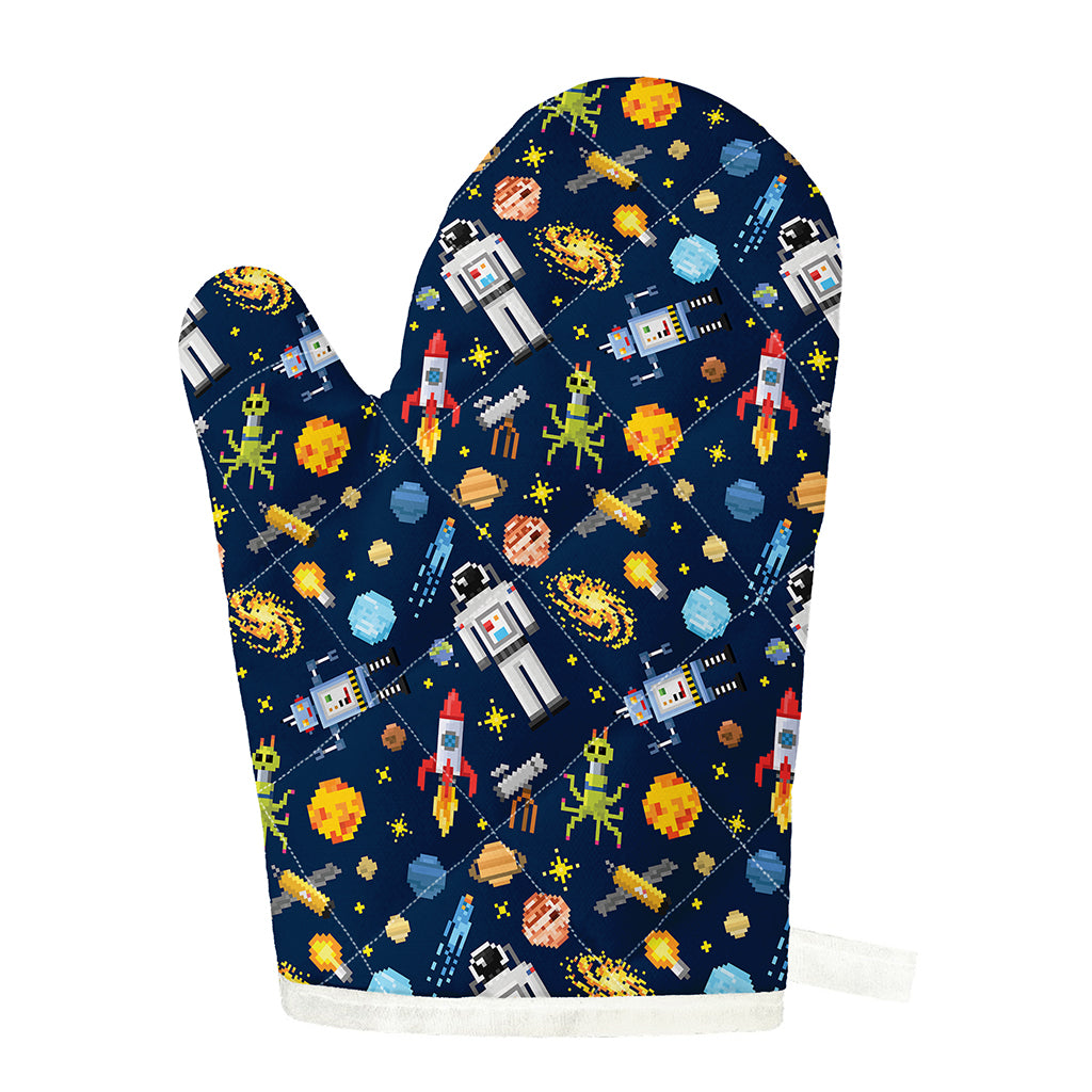 Pixel Space Pattern Print Single Oven Mitt