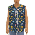 Pixel Space Pattern Print Sleeveless Baseball Jersey