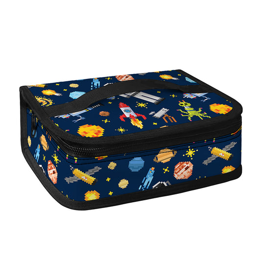 Pixel Space Pattern Print Small Lunch Bag