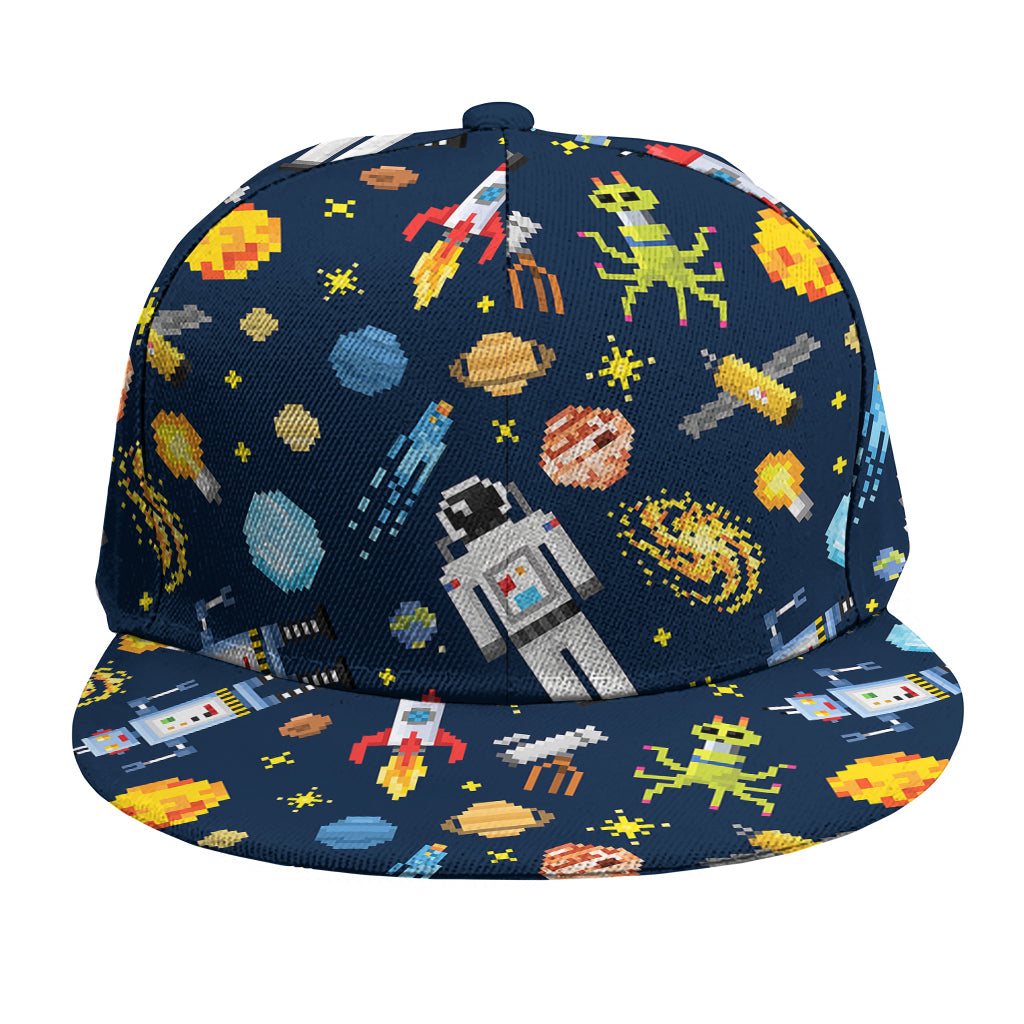 Pixel Space Pattern Print Snapback Cap
