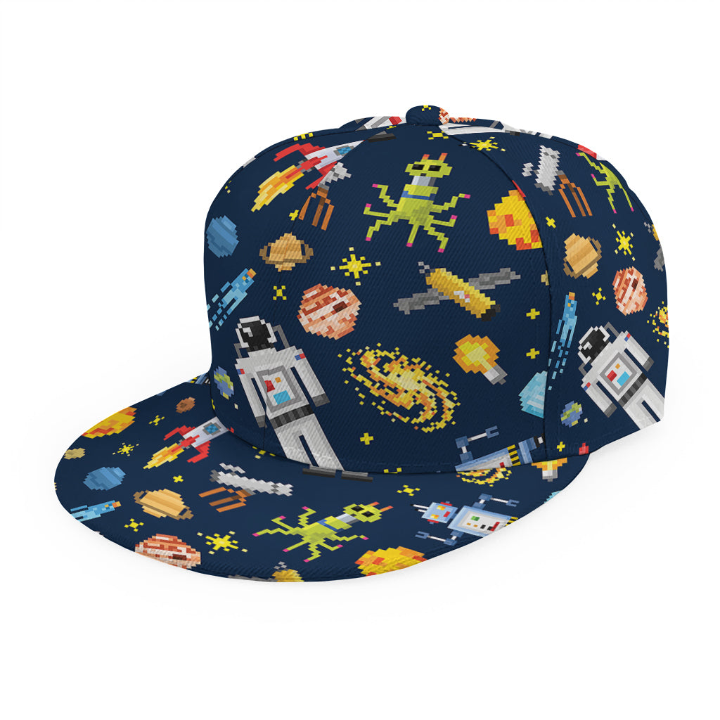Pixel Space Pattern Print Snapback Cap
