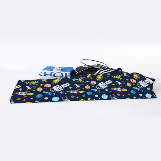 Pixel Space Pattern Print Sports Towel