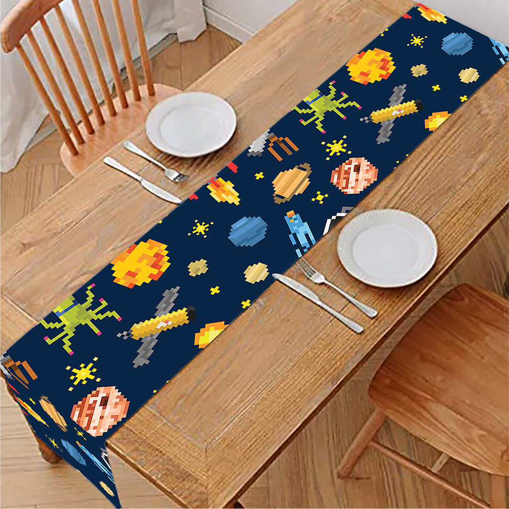 Pixel Space Pattern Print Table Runner