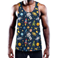 Pixel Space Pattern Print Men's Workout Tank Top