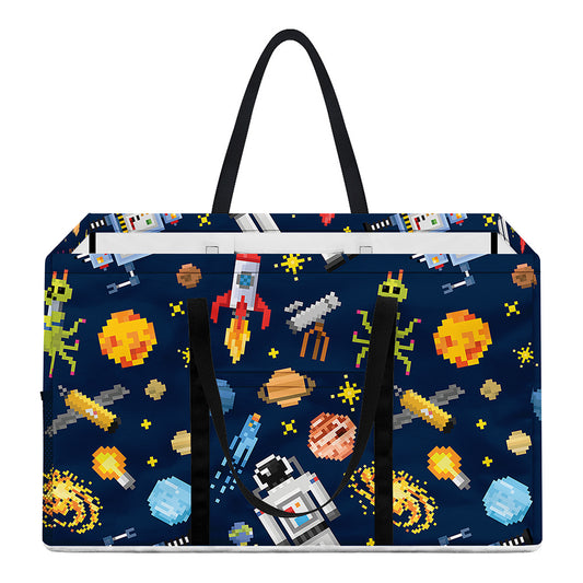 Pixel Space Pattern Print Utility Tote Bag