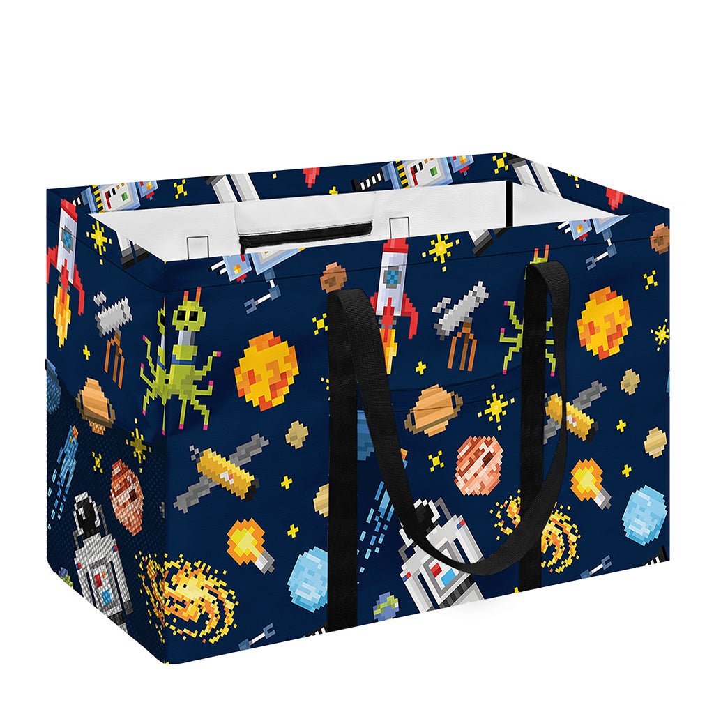 Pixel Space Pattern Print Utility Tote Bag