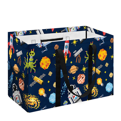 Pixel Space Pattern Print Utility Tote Bag