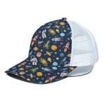 Pixel Space Pattern Print White Mesh Trucker Cap