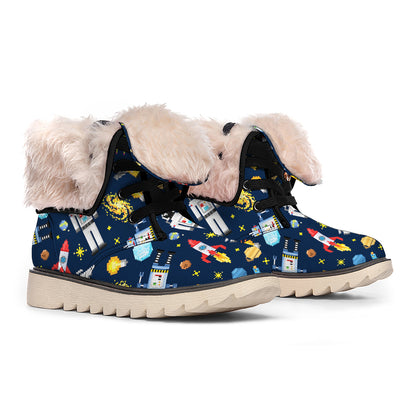 Pixel Space Pattern Print Winter Boots