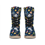 Pixel Space Pattern Print Winter Boots