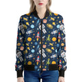 Pixel Space Pattern Print Women's Bomber Jacket