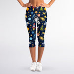 Pixel Space Pattern Print Women's Capri Leggings
