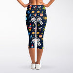 Pixel Space Pattern Print Women's Capri Leggings