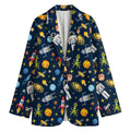 Pixel Space Pattern Print Women's Cotton Blazer