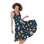 Pixel Space Pattern Print Women's Sleeveless Dress