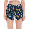 Pixel Space Pattern Print Women's Split Running Shorts