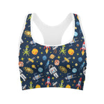 Pixel Space Pattern Print Women's Sports Bra