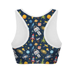 Pixel Space Pattern Print Women's Sports Bra