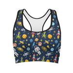 Pixel Space Pattern Print Women's Sports Bra