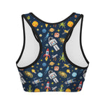 Pixel Space Pattern Print Women's Sports Bra