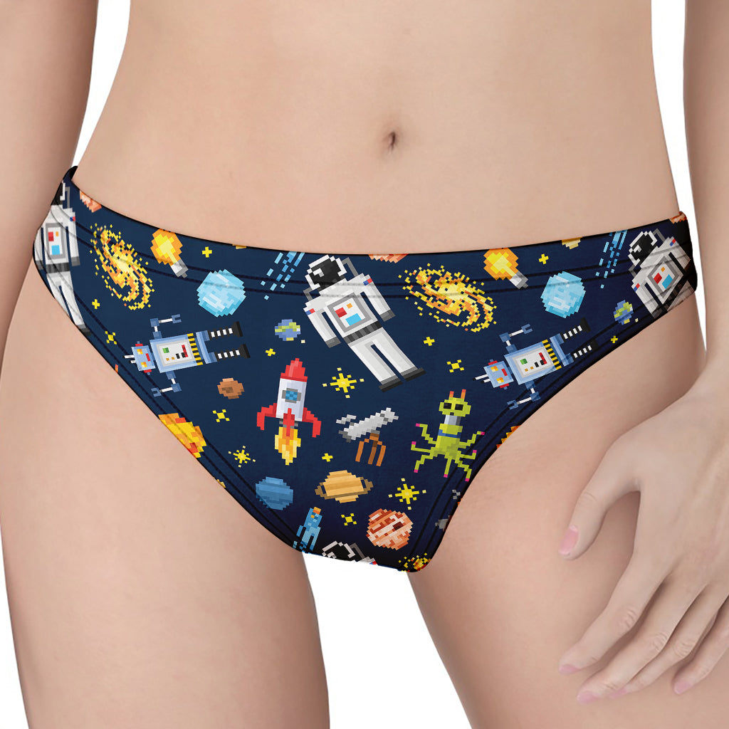 Pixel Space Pattern Print Women's Thong