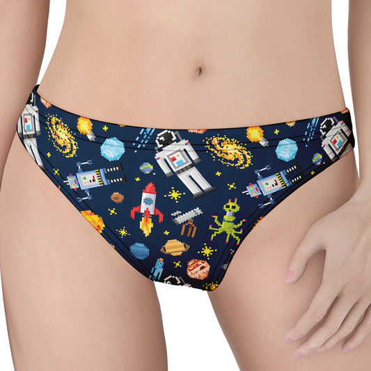Pixel Space Pattern Print Women's Thong