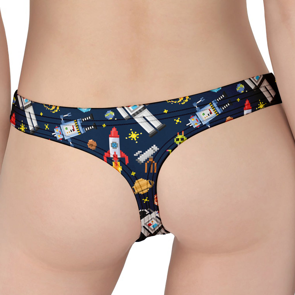 Pixel Space Pattern Print Women's Thong