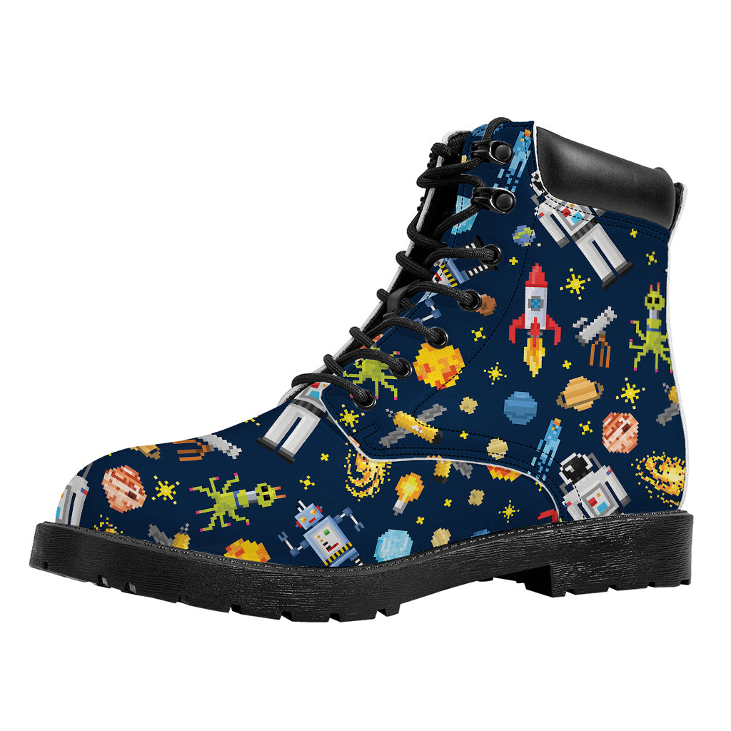 Pixel Space Pattern Print Work Boots