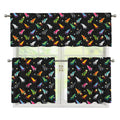 Pixel Spaceships Pattern Print 3 Piece Kitchen Curtains