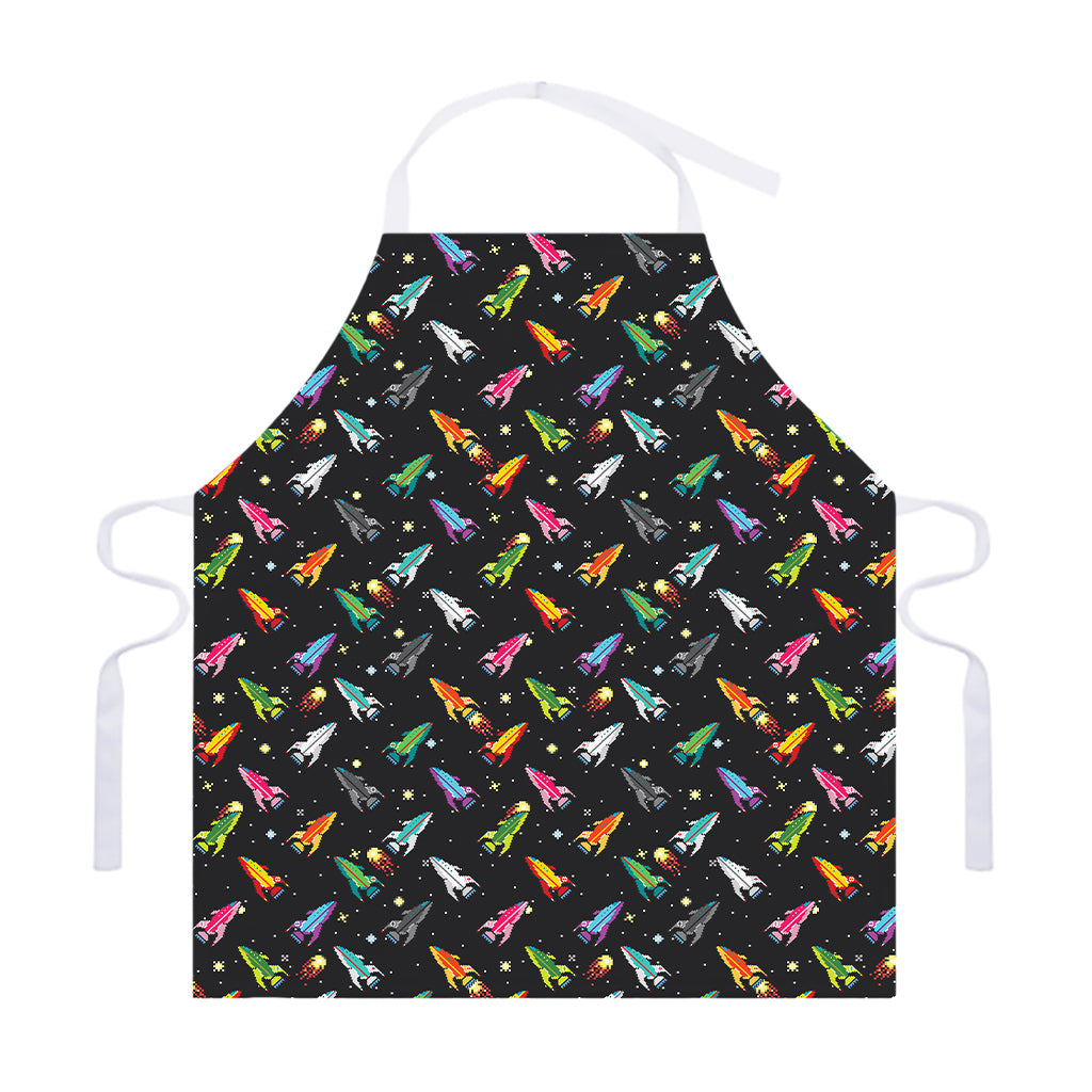 Pixel Spaceships Pattern Print Adjustable Apron