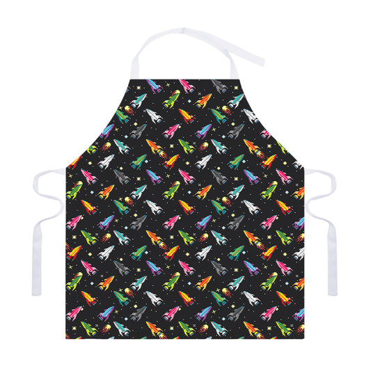 Pixel Spaceships Pattern Print Adjustable Apron