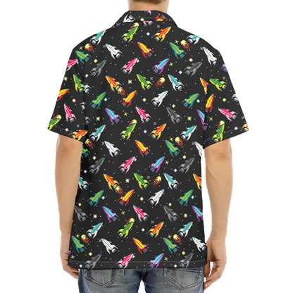 Pixel Spaceships Pattern Print Aloha Shirt