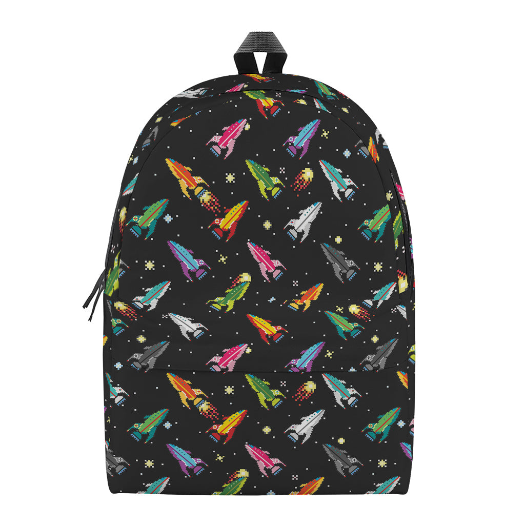 Pixel Spaceships Pattern Print Backpack